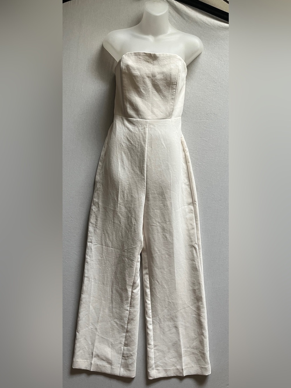 Aritzia Wilfred Endless Jumpsuit Strapless Smocked Crepe Cream Size 6